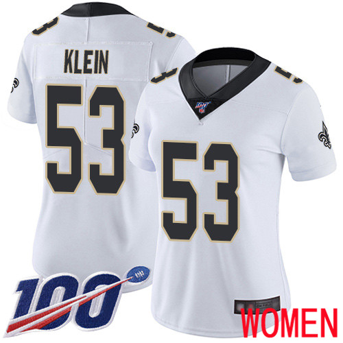 New Orleans Saints Limited White Women A J  Klein Road Jersey NFL Football #53 100th Season Vapor Untouchable Jersey->youth nfl jersey->Youth Jersey